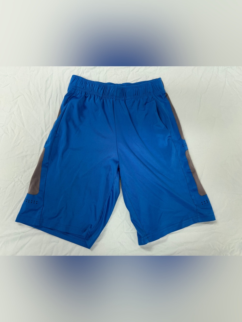 Tek Gear Boys Size 10 Blue Athletic Shorts with Grey Panels